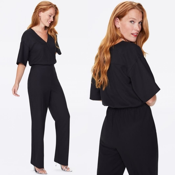 NYDJ Pants - NWT NYDJ Cross Front Flutter Sleeve Jumpsuit Black Medium
